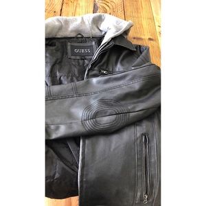 Guess Men’s large faux leather MOTO jacket